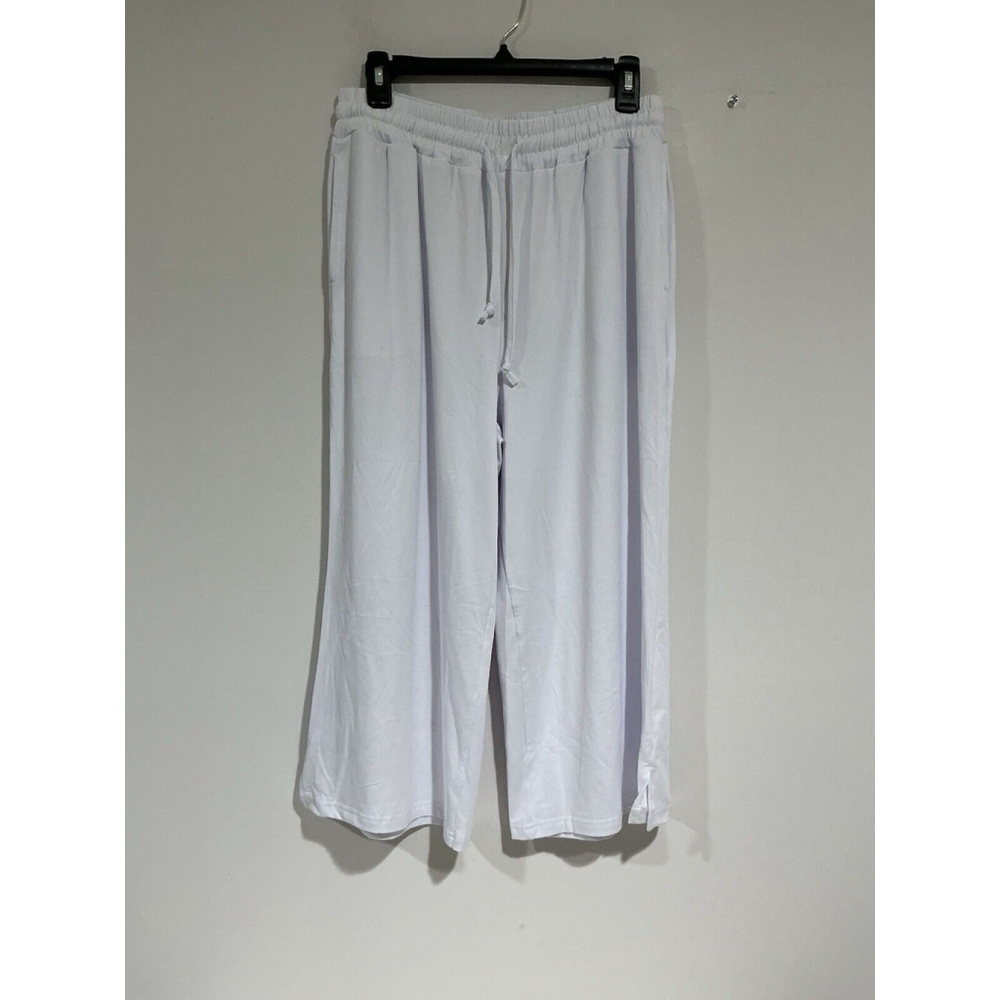 Womans Dibaolong Baggy Leg White Pullon Cropped Pants Large NWT